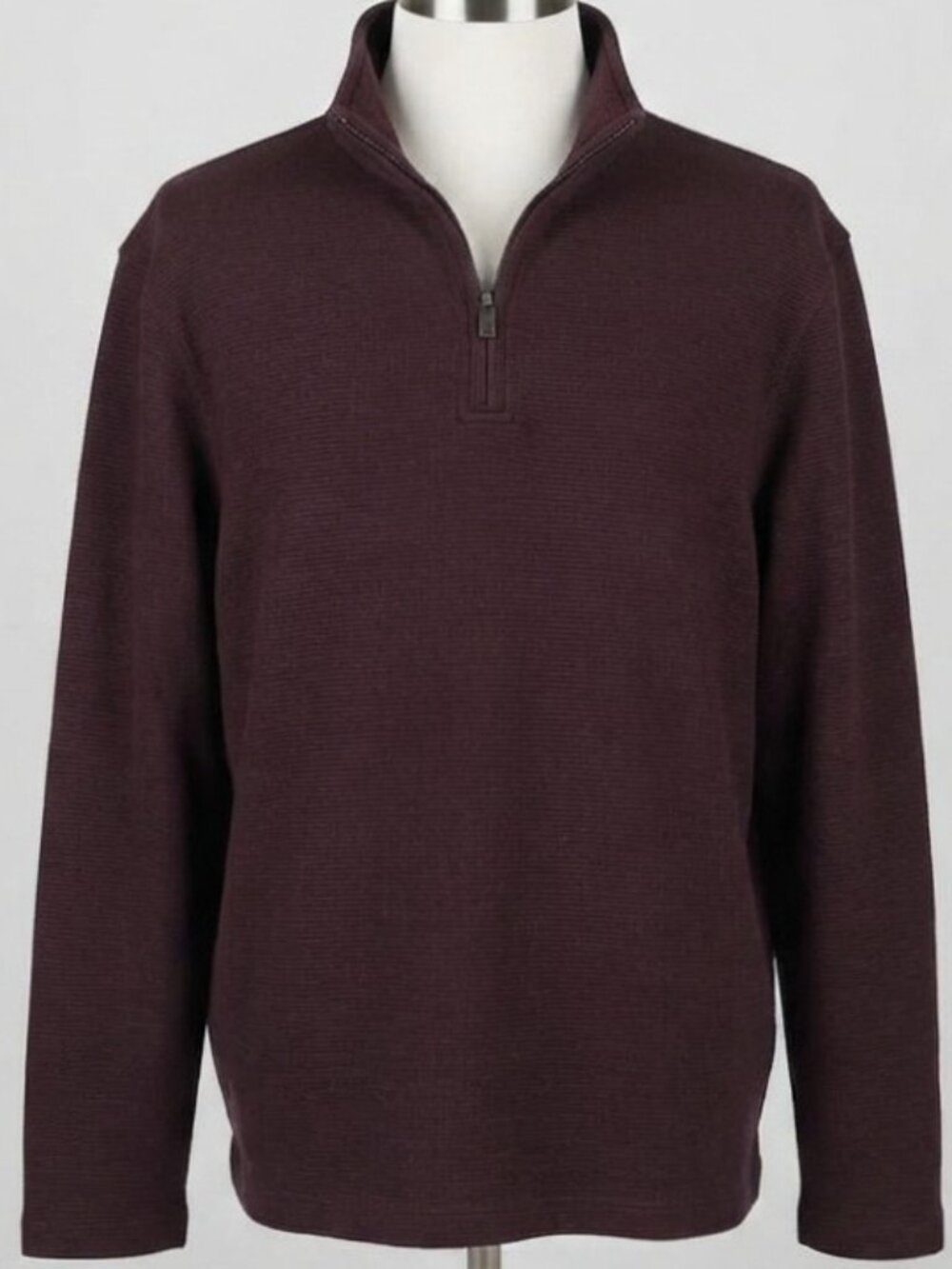 Van Heusen Men's Deep Red & Black Long-Sleeve 1/4-Zip Pullover Top Size M (C1898